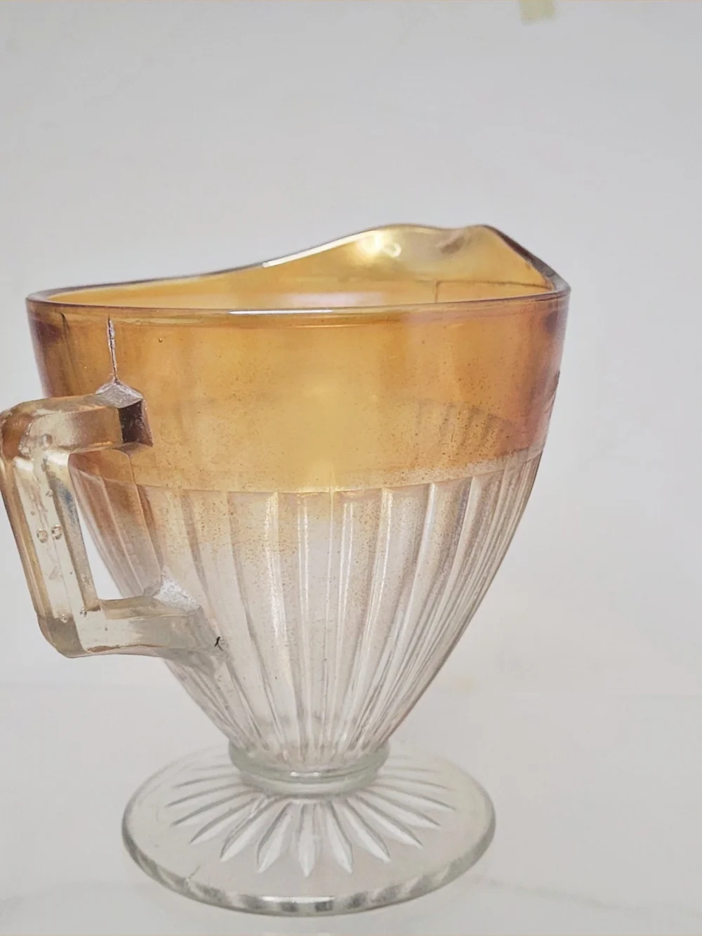 Rare Vintage 1930s Marigold Rim & Clear  Carnival Glass Creamer